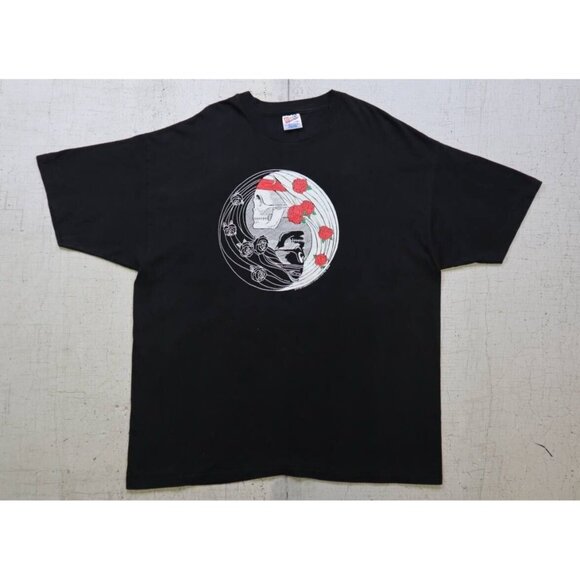 Grateful Dead Yin Yang Skull Rose Black T Shirt 1994 Size 2XL Vintage 90s RARE